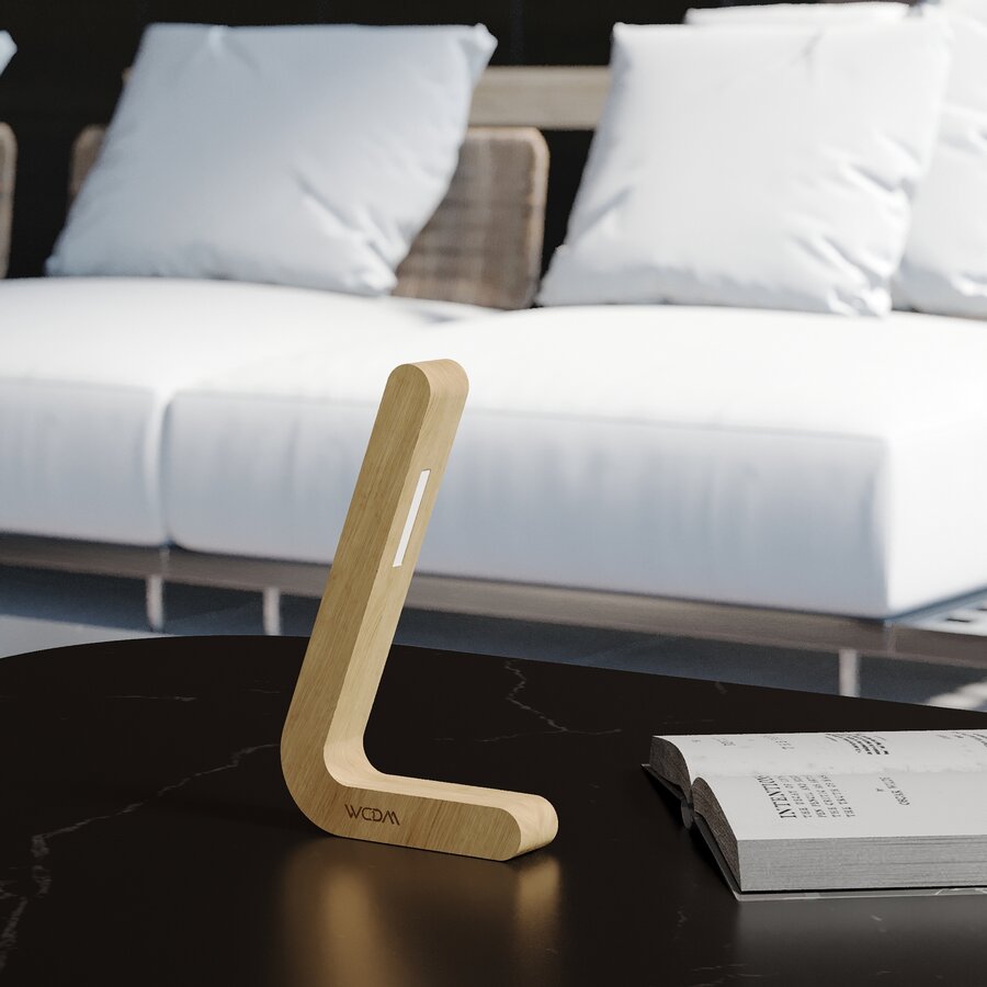 Handcrafted L-Shaped Wireless Wooden Lamp