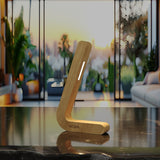 Handcrafted L-Shaped Wireless Wooden Lamp