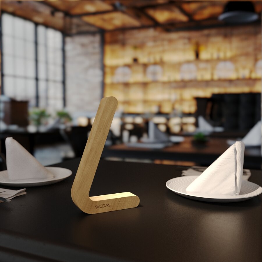Handcrafted L-Shaped Wireless Wooden Lamp