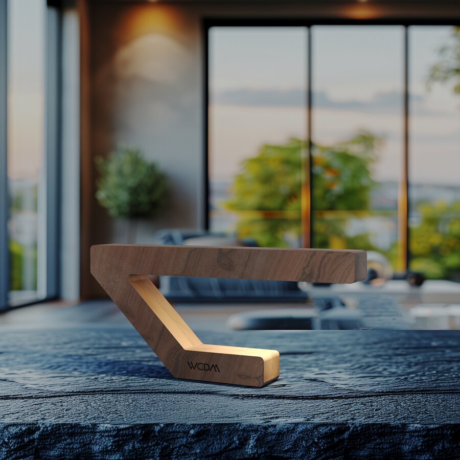 Handcrafted Walnut Lamp - 06