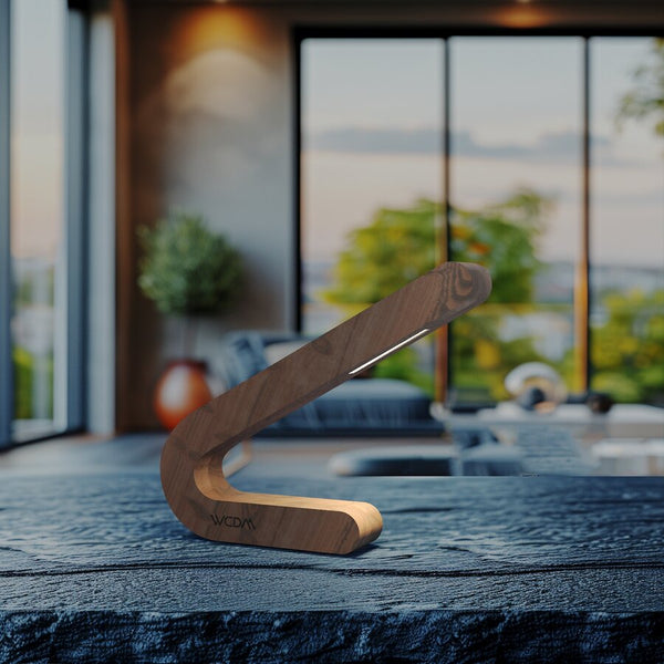 Handcrafted Oak Angled Lamp – Modern Wooden LED Desk Lighting