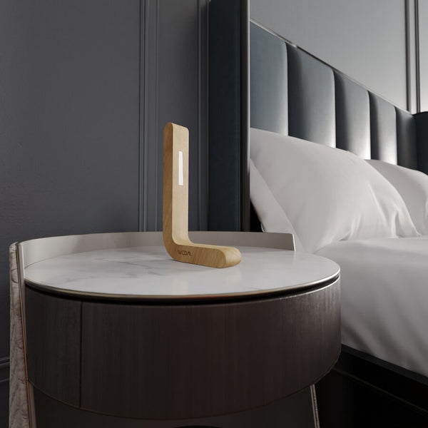Handcrafted Oak L-Shaped Wooden LED Lamp