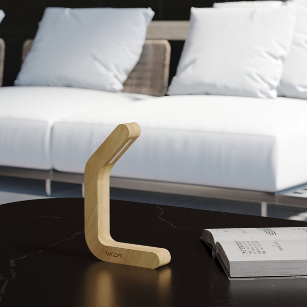 Handcrafted Oak Curved Wooden LED Lamp