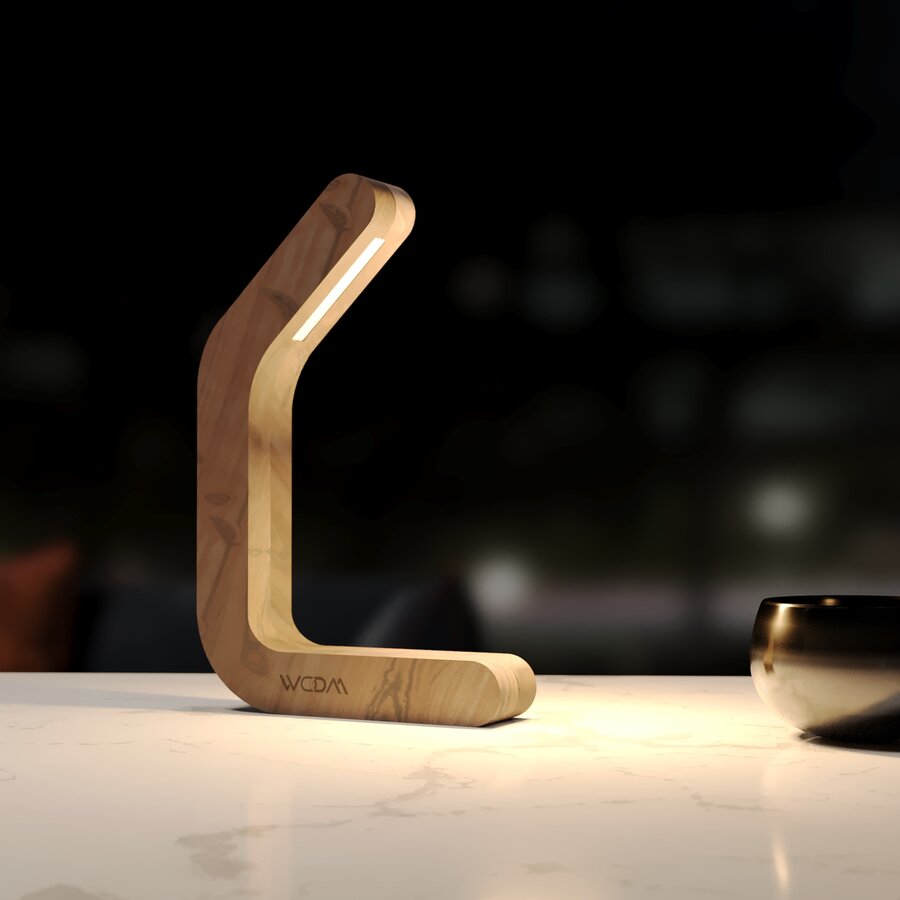 Handcrafted Walnut Lamp - 09