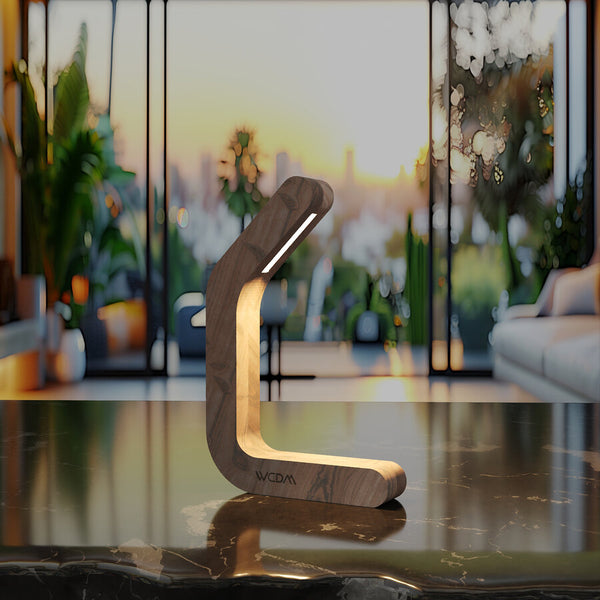 Handcrafted Walnut Lamp - 09
