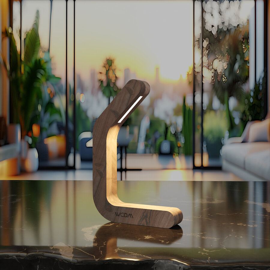 Handcrafted Walnut Lamp - 09