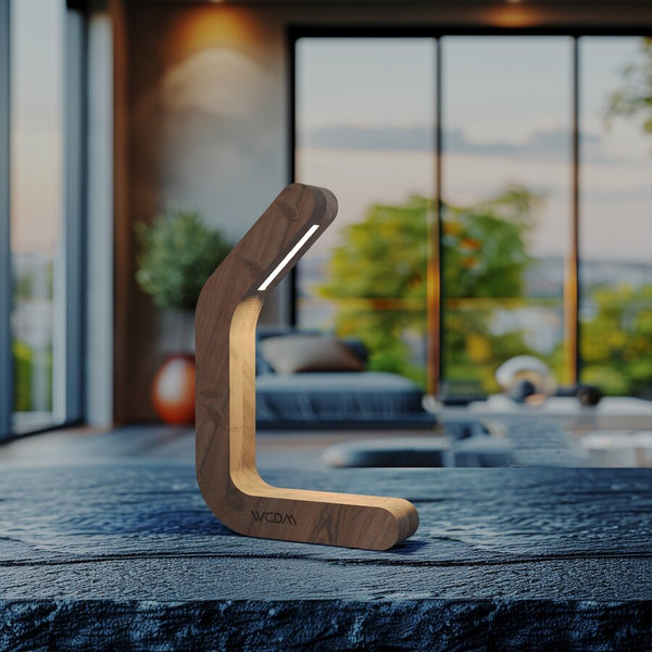 Handcrafted Walnut Lamp - 09