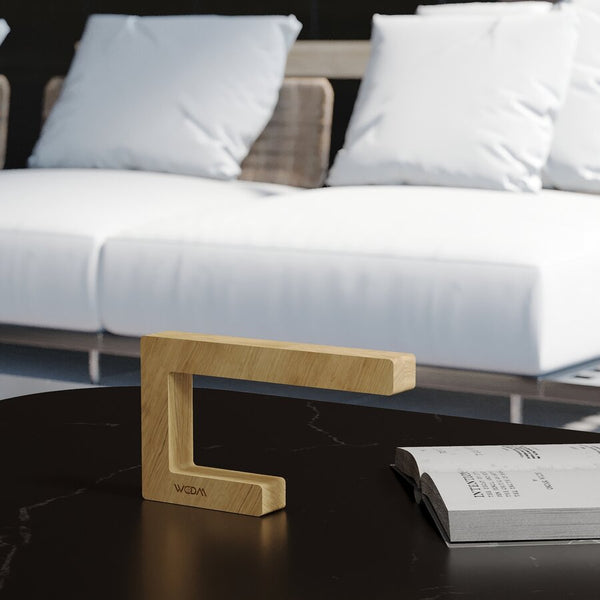 Handcrafted Oak C-Shaped Wooden LED Lamp