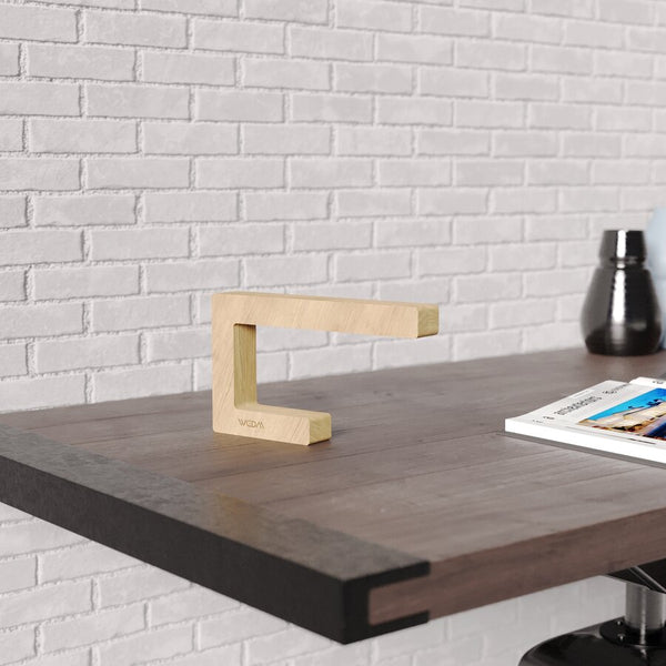 Handcrafted Oak C-Shaped Wooden LED Lamp