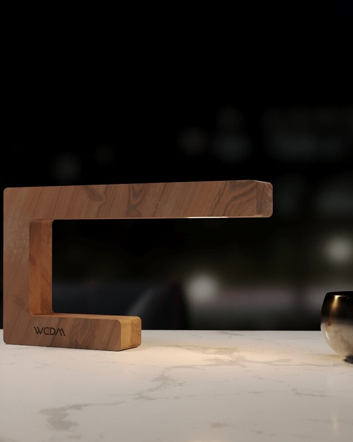 C Shaped Curved Wooden Lamp