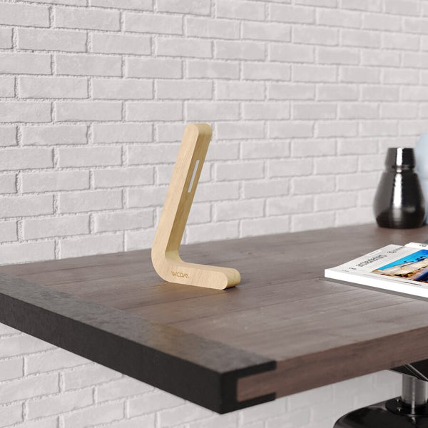 Handcrafted L-Shaped Wireless Wooden Lamp