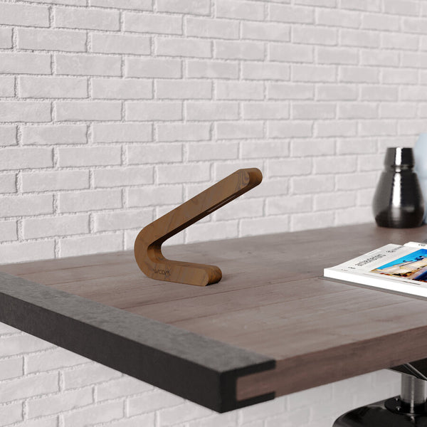 Handcrafted Walnut Nordic-Inspired Curved Lamp