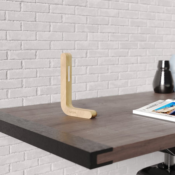 Handcrafted Oak L-Shaped Wooden LED Lamp