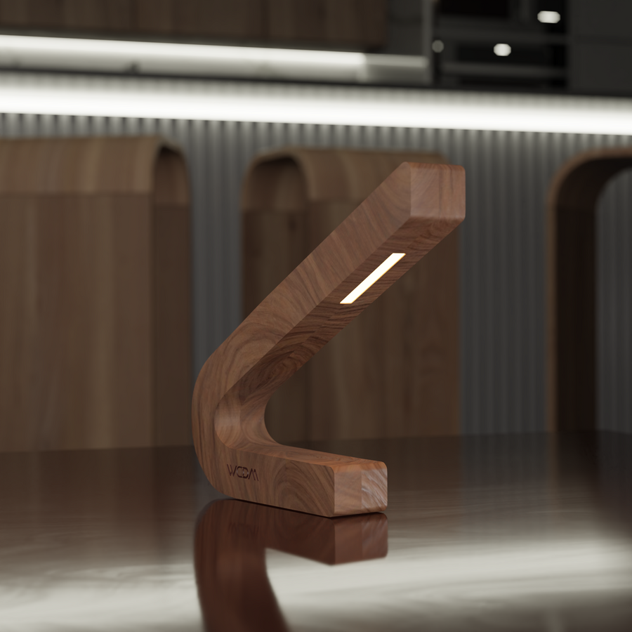 Handcrafted Walnut Lamp - 011