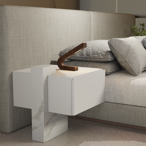 Handcrafted Walnut Curved LED Lamp