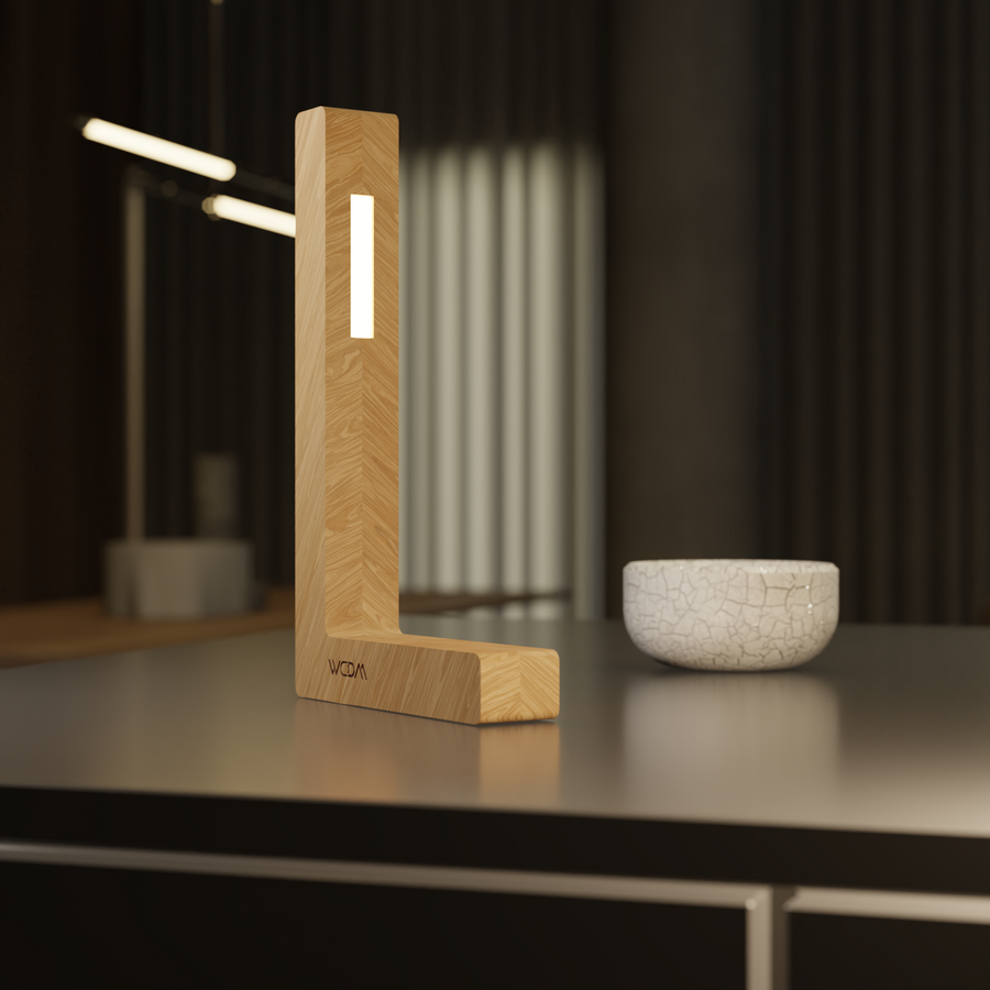 Handcrafted Oak Lamp - 012