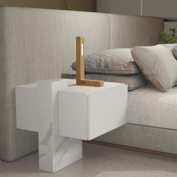 Oak L-Shaped Contemporary Wooden Desk Lamp