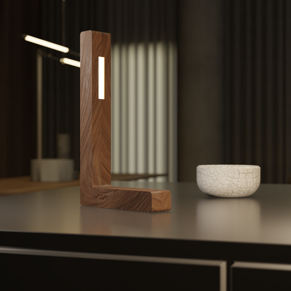 Handcrafted Walnut Lamp - 012