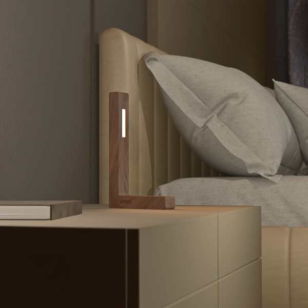 Walnut L-Shaped Contemporary Wooden Desk Lamp