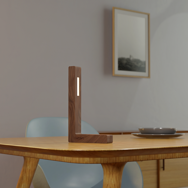 Handcrafted Walnut Lamp - 012