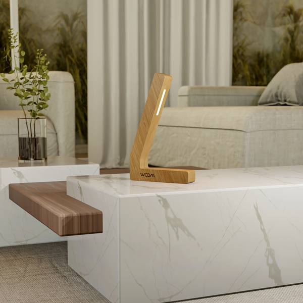 Handcrafted Oak L-Shaped LED Lamp