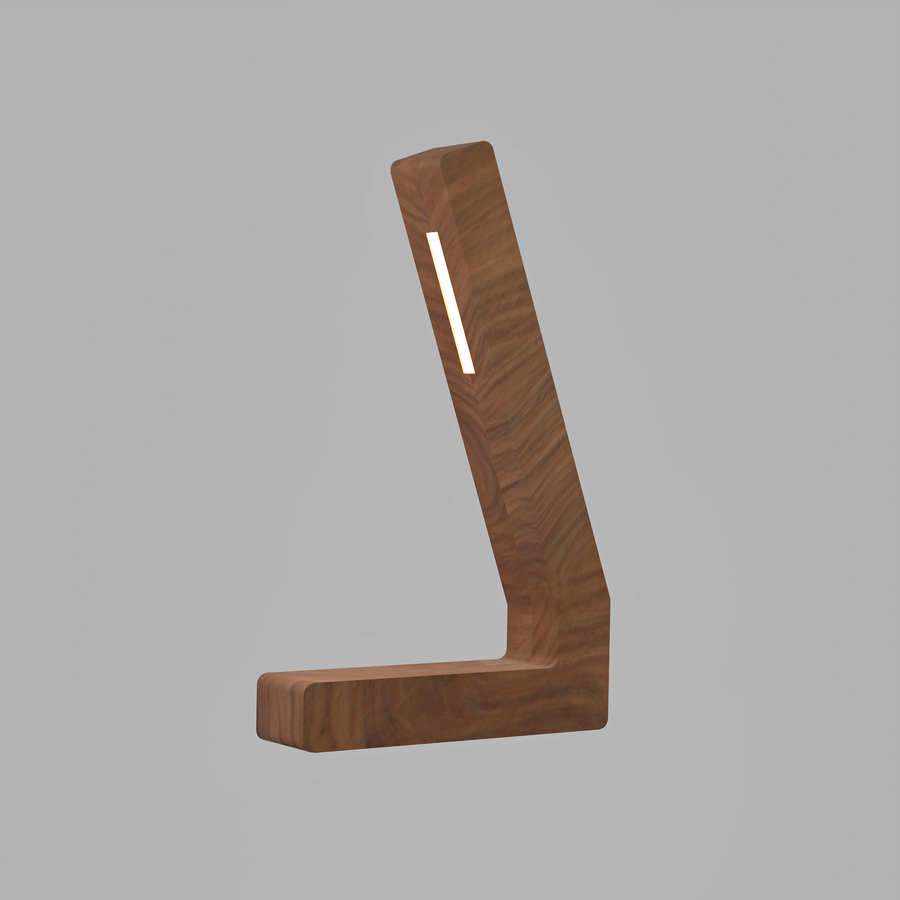 Handcrafted Walnut Lamp - 013