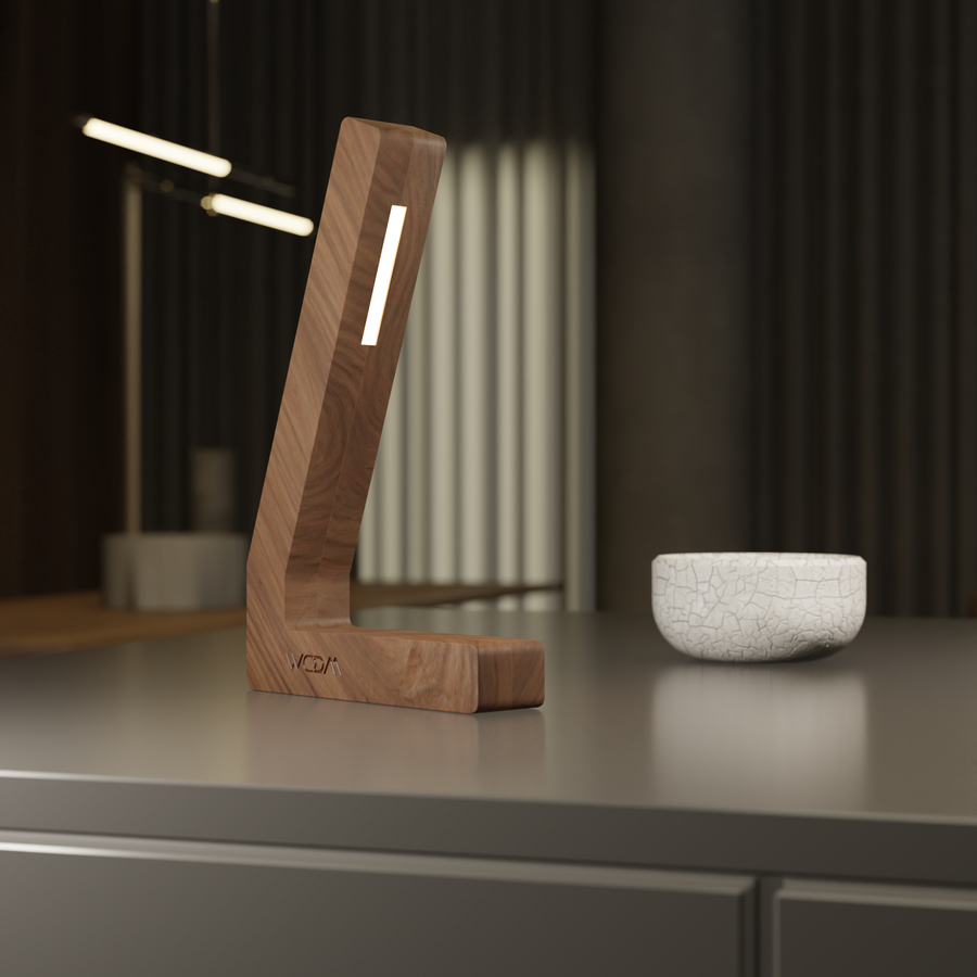 Handcrafted Walnut Lamp - 013