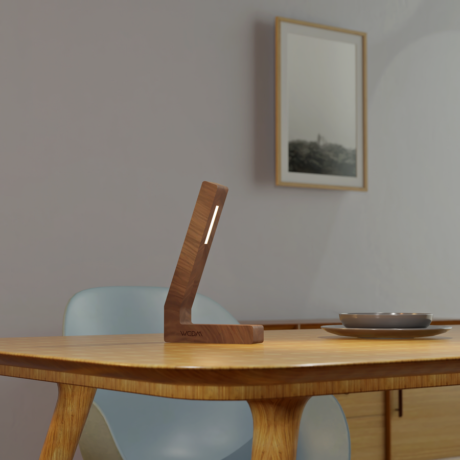 Handcrafted Walnut Lamp - 013