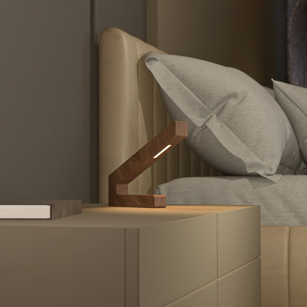 Angular Wireless Walnut Lamp 