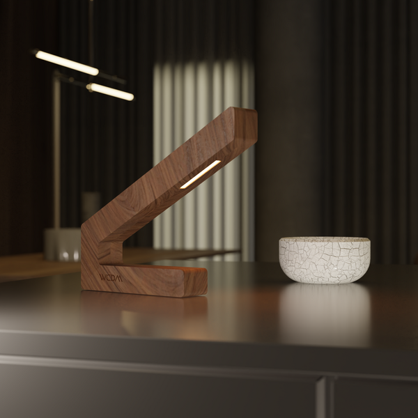 Handcrafted Walnut Lamp - 014