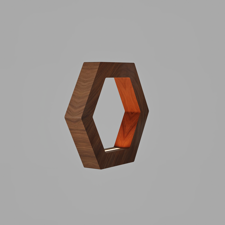 Handcrafted Walnut Lamp - 015
