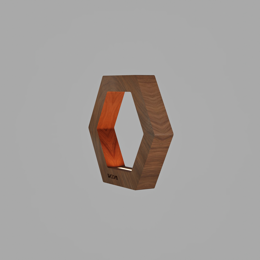 Handcrafted Walnut Lamp - 015