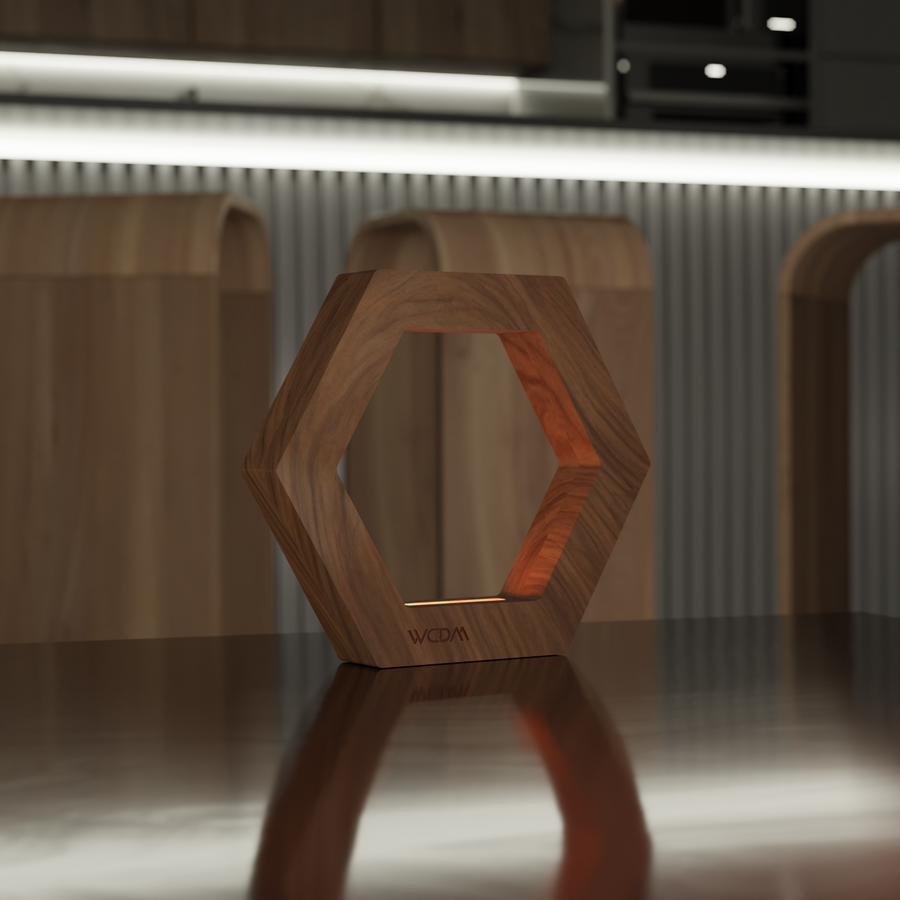 Handcrafted Walnut Lamp - 015