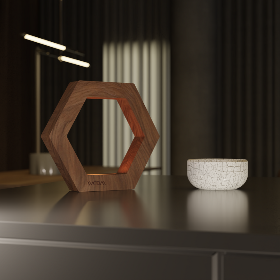 Handcrafted Walnut Lamp - 015