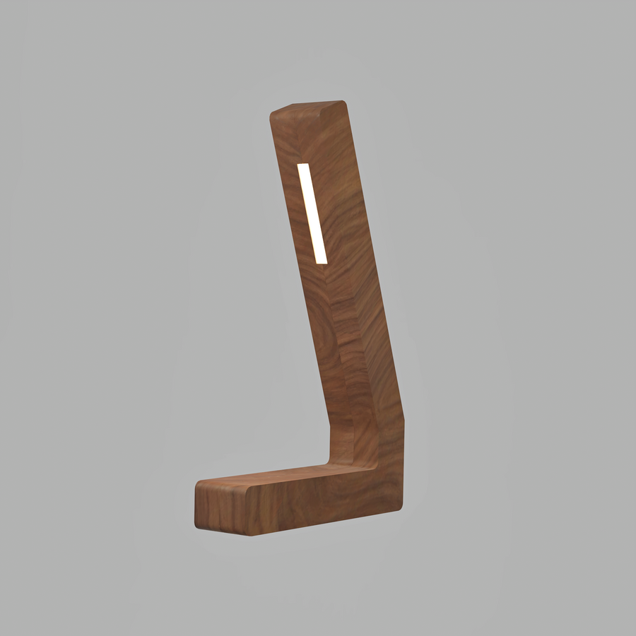 Handcrafted Walnut Lamp - 013