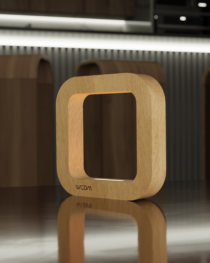 Handcrafted Walnut Square Wooden LED Lamp