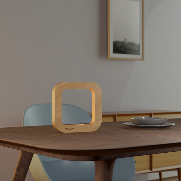 Handcrafted Oak Square Wooden LED Lamp