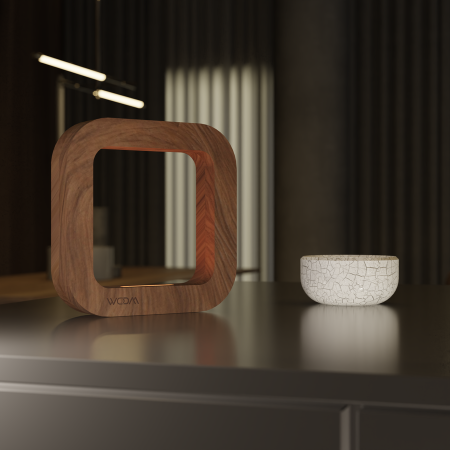 Handcrafted Walnut Lamp - 016