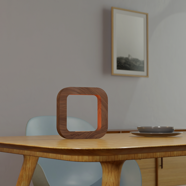 Handcrafted Walnut Square Wooden LED Lamp