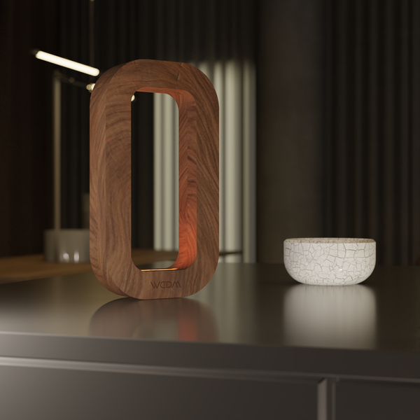 Handcrafted Walnut Lamp - 017