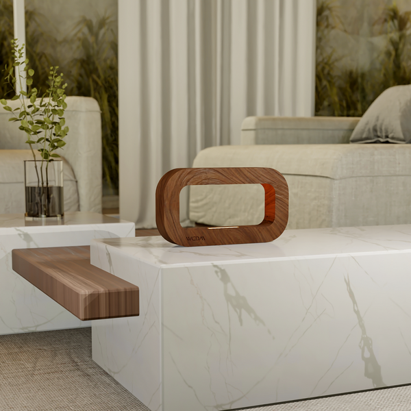 Handcrafted Walnut Rectangular Wooden LED Lamp