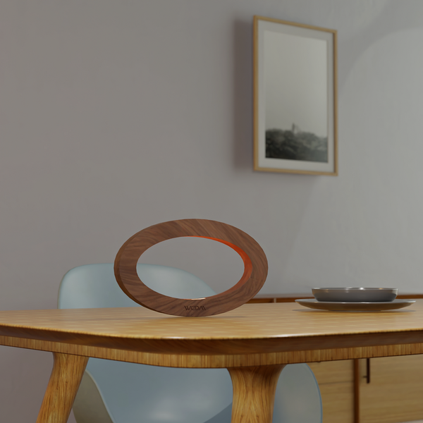 Handcrafted Walnut Oval LED Desk Lamp