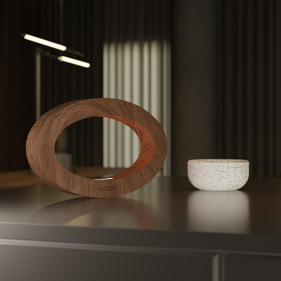 Handcrafted Walnut Lamp - 019