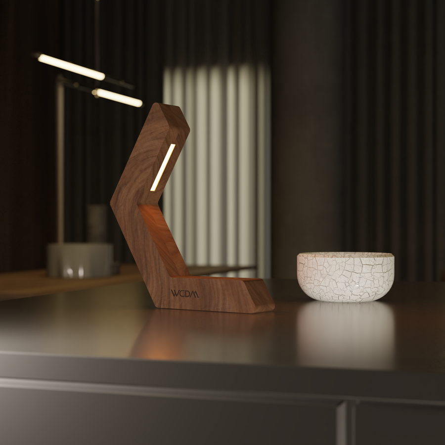Handcrafted Walnut Lamp - 020