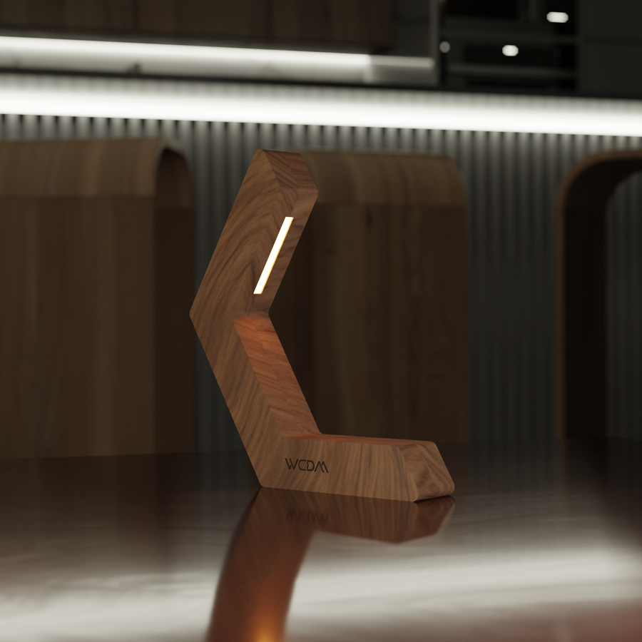 Handcrafted Walnut Lamp - 020