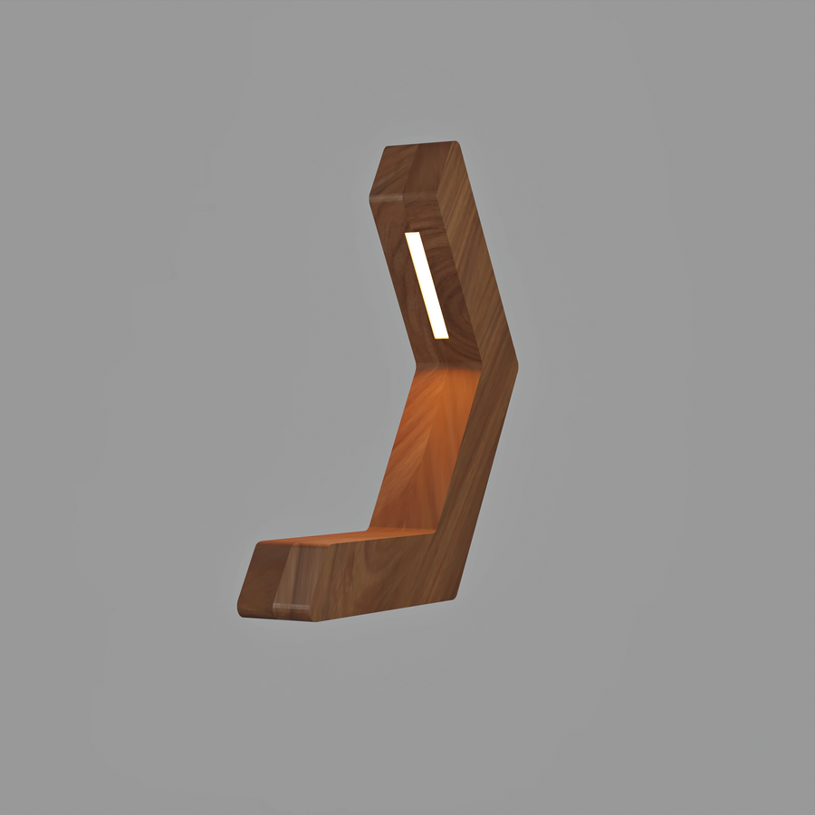 Handcrafted Walnut Lamp - 020