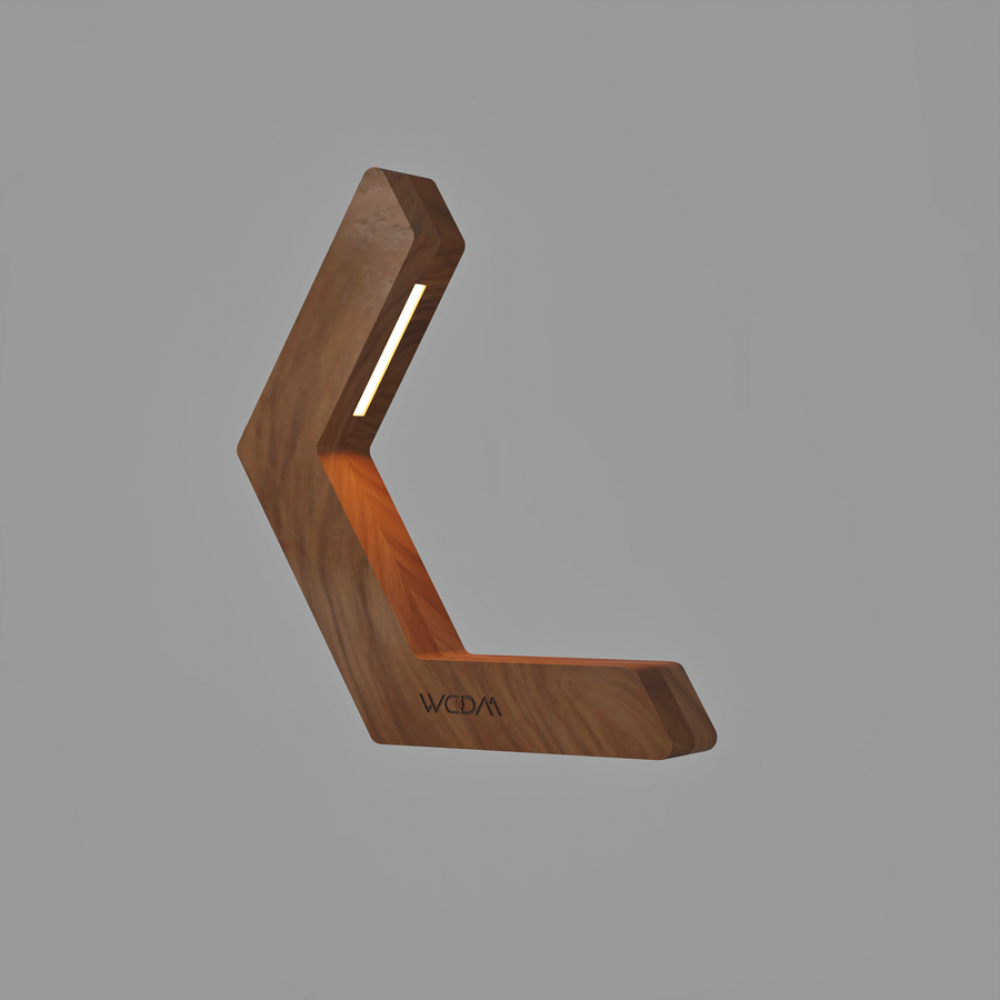 Handcrafted Walnut Lamp - 020