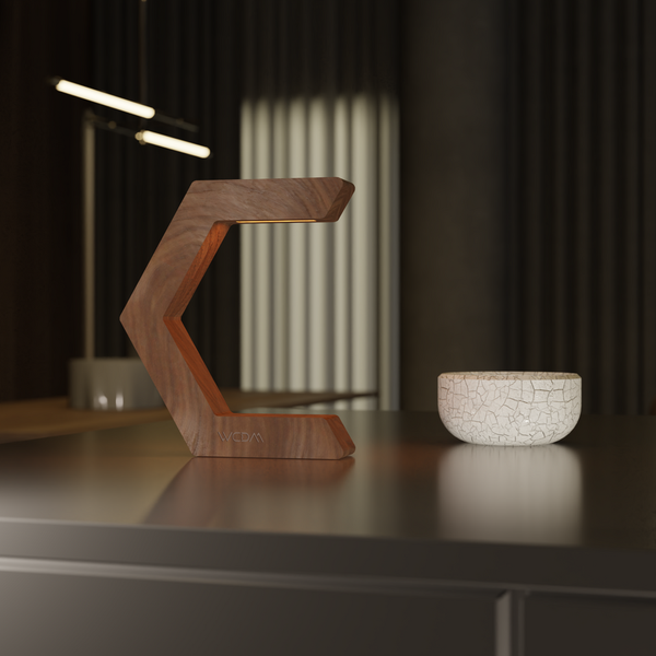 Handcrafted Walnut Lamp - 021