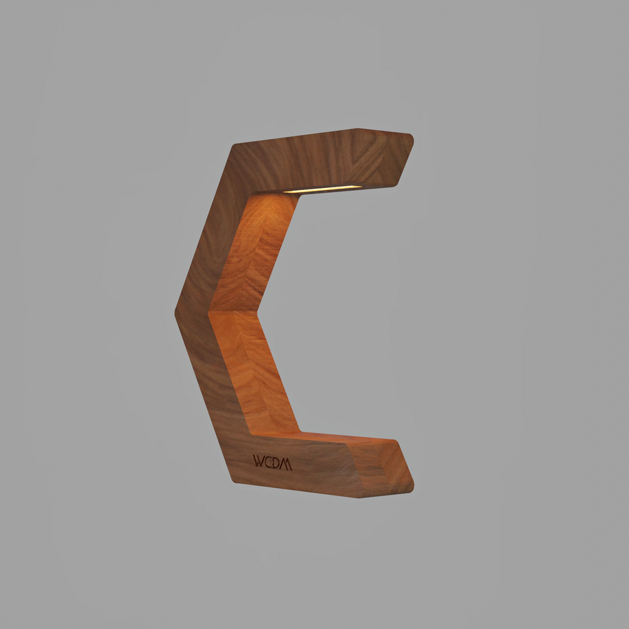 Handcrafted Walnut Lamp - 021