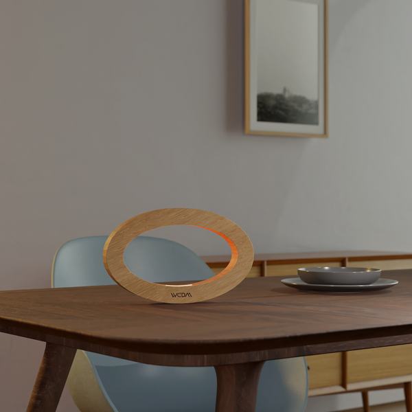 Handcrafted Oak Oval LED Desk Lamp
